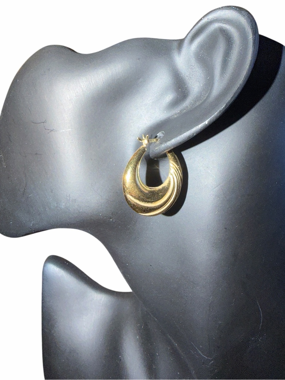Sterling silver gold plated textured Hoop Earrings - 925